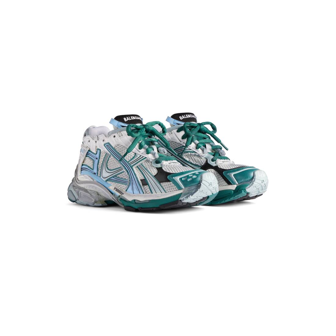 Men’s Runner Sneaker  in White/green/blue - Image 2